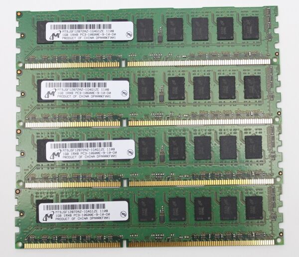 Micron 4 GB (4x1GB) MT9JSF12872AZ-1G4G1ZE DDR3-1333 PC3-10600E ECC #308280